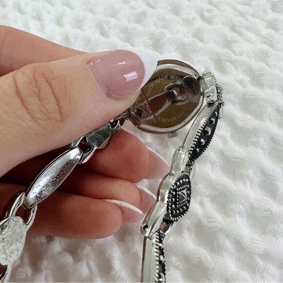 Vintage Coted Azur Black and Silver Watch and Bracelet Set - Picture 4 of 4